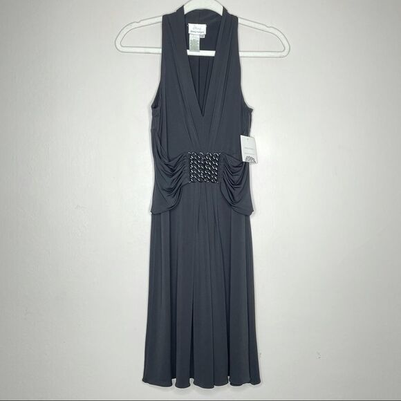 Donna Morgan NWT black mini dress stretchy flow Fit and Flare Night out Cocktail - Picture 1 of 11